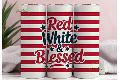 Red White & Blessed 20oz Tumbler Wrap Sublimation PixelChick 