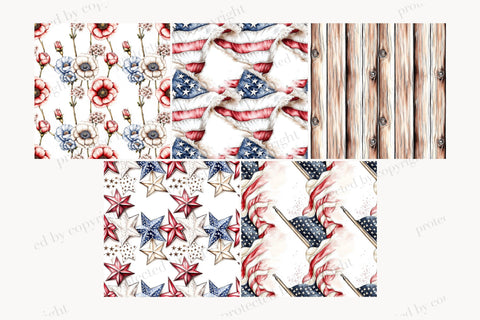 Red White Blue Digital Paper Pack | 4th of July Backgrounds Digital Pattern GlamArtZhanna 