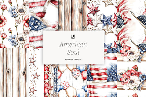 Red White Blue Digital Paper Pack | 4th of July Backgrounds Digital Pattern GlamArtZhanna 
