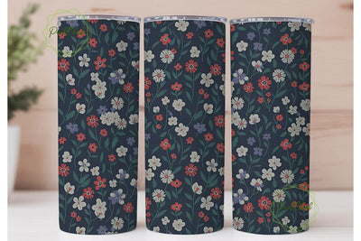 Red, White & Blue Floral Tumbler Wrap Sublimation PixelChick 