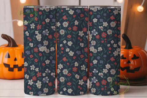Red, White & Blue Floral Tumbler Wrap Sublimation PixelChick 