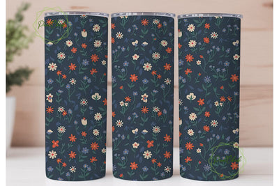 Red, White & Blue Floral Tumbler Wrap Sublimation PixelChick 