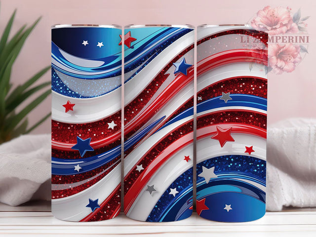 Red White Blue Patriotic Freedom Tumbler, 4th of July Wrap, 20oz Tumbler Sublimation, Patriotic Stars & Stripes Design, USA Freedom Tumbler, Independence Day Wrap, Fireworks Celebration Sublimation Sublimation Li Zamperini 