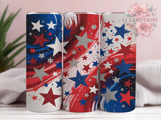 Red White Blue Patriotic Freedom Tumbler, 4th of July Wrap, 20oz Tumbler Sublimation, Patriotic Stars & Stripes Design, USA Freedom Tumbler, Independence Day Wrap, Fireworks Celebration Sublimation Sublimation Li Zamperini 