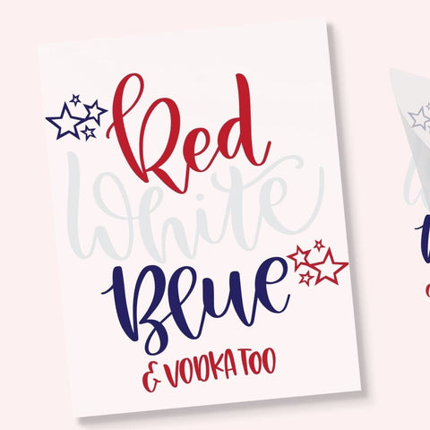 Red White Blue Vodka DTF Transfer Physical So Fontsy T-Shirt Iron-On Transfer Shop