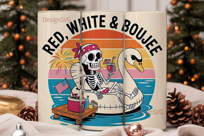 Red, White & Boujee 20oz Tumbler Wrap Sublimation DesignSVG 
