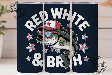 Red White & Bruh Fishing 20oz Tumbler Sublimation sassyprint 