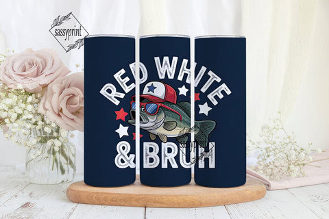 Red White & Bruh Fishing 20oz Tumbler Sublimation sassyprint 