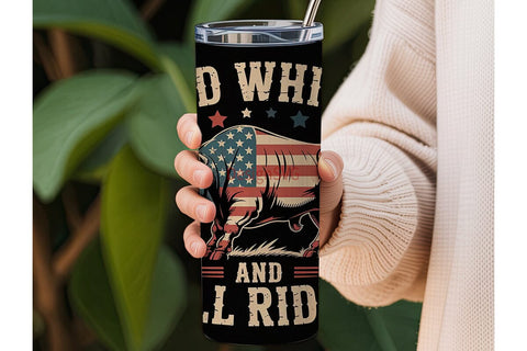 Red White & Bull Riding 20oz Tumbler Sublimation DesignSVG 
