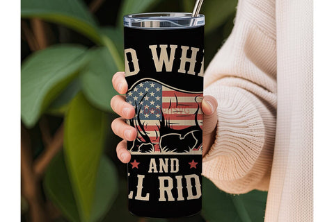 Red White & Bull Riding 20oz Tumbler Sublimation DesignSVG 