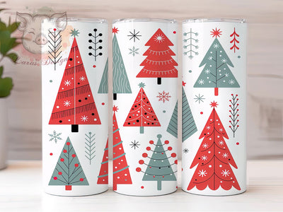 Red White Christmas Tree Tumbler, Red White Grey, Holiday Wrap, Winter Tumbler, Festive Pattern, 20oz Tumbler, Sublimation Print Sublimation Lara' s Designs 