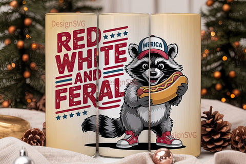 Red White & Feral 20oz Tumbler Wrap Sublimation DesignSVG 