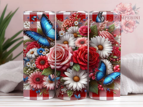 Red White Flowers 20oz Tumbler Wrap PNG, Shabby Chic Roses & Daisies Floral Tumbler Png, Straight & Tapered Tumbler Wrap, Instant Digital Download Sublimation Li Zamperini 