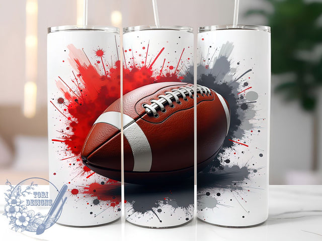 Red White Football 20oz Sports Tumbler, Red White Football Tumbler, Sports Gifts, Football Design, Sublimation Wrap, 20oz Tumbler, Game Day Decor, Fan Merchandise Sublimation ToriDesigns 