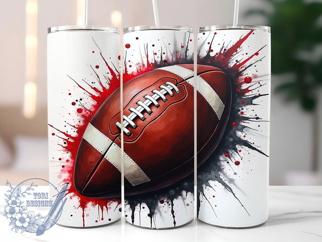 Red White Football 20oz Sports Tumbler, Red White Football Tumbler, Sports Gifts, Football Design, Sublimation Wrap, 20oz Tumbler, Game Day Decor, Fan Merchandise Sublimation ToriDesigns 