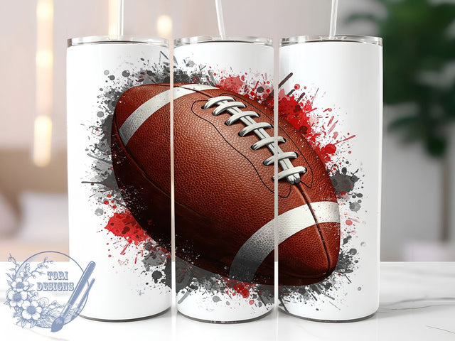 Red White Football 20oz Sports Tumbler, Red White Football Tumbler, Sports Gifts, Football Design, Sublimation Wrap, 20oz Tumbler, Game Day Decor, Fan Merchandise Sublimation ToriDesigns 