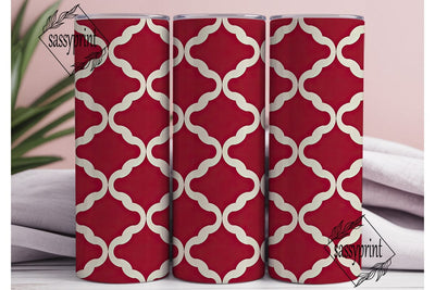 Red White Geometric Lattice 20oz Tumbler Sublimation sassyprint 