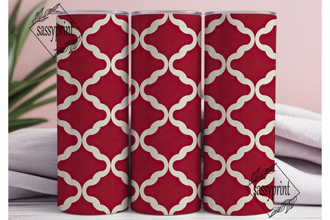 Red White Geometric Lattice 20oz Tumbler Sublimation sassyprint 