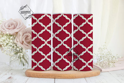 Red White Geometric Lattice 20oz Tumbler Sublimation sassyprint 