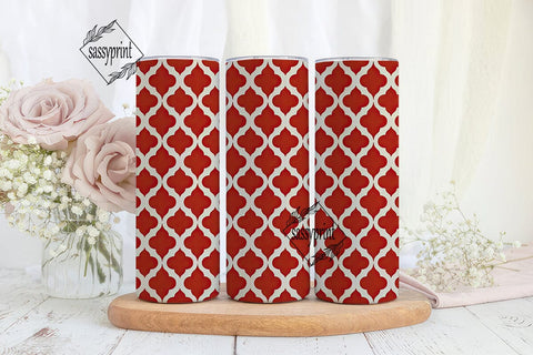 Red White Geometric Lattice 20oz Tumbler Sublimation sassyprint 