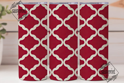 Red White Geometric Lattice 20oz Tumbler Sublimation sassyprint 