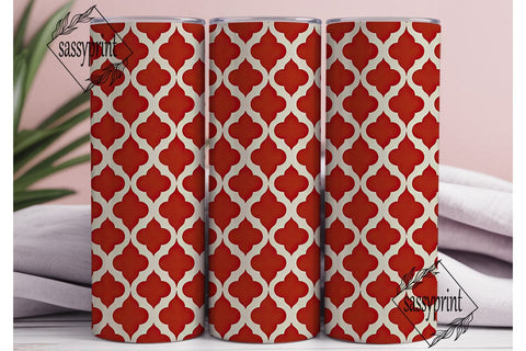 Red White Geometric Lattice 20oz Tumbler Sublimation sassyprint 