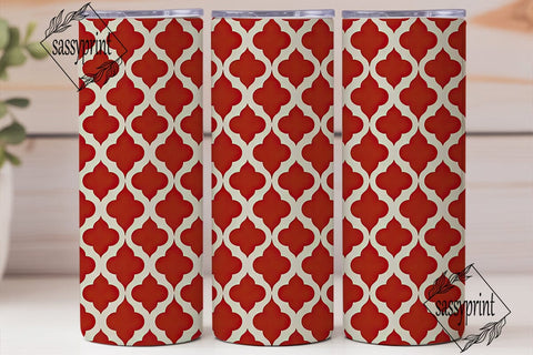 Red White Geometric Lattice 20oz Tumbler Sublimation sassyprint 