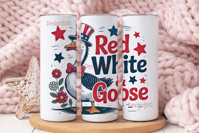 Red White & Goose 20oz Tumbler Wrap Sublimation DesignSVG 