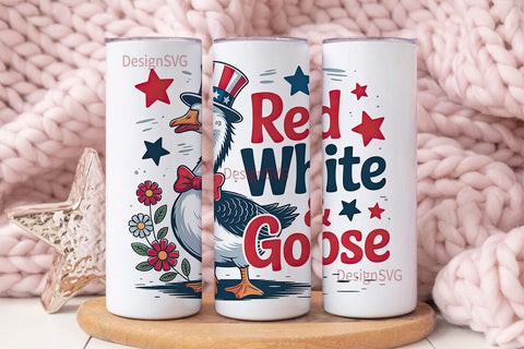 Red White & Goose 20oz Tumbler Wrap Sublimation DesignSVG 