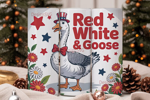 Red White & Goose 20oz Tumbler Wrap Sublimation DesignSVG 
