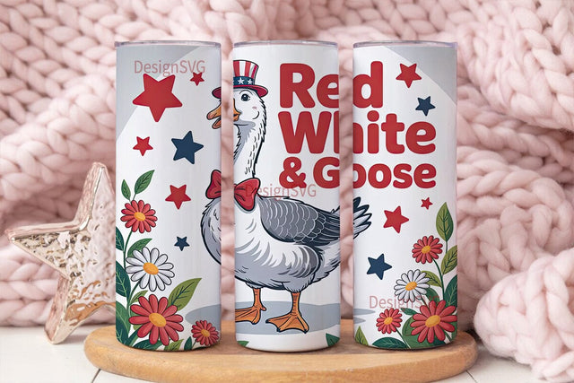 Red White & Goose 20oz Tumbler Wrap Sublimation DesignSVG 