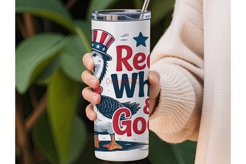 Red White & Goose 20oz Tumbler Wrap Sublimation DesignSVG 