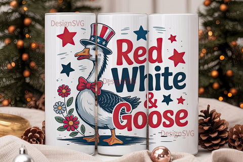 Red White & Goose 20oz Tumbler Wrap Sublimation DesignSVG 