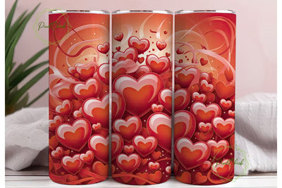 Red White Hearts 20oz Tumbler Wrap Sublimation PixelChick 