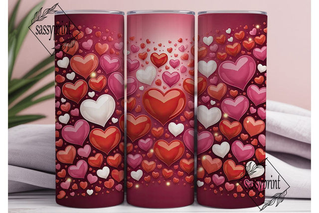 Red White Hearts 20oz Tumbler Wrap Sublimation sassyprint 