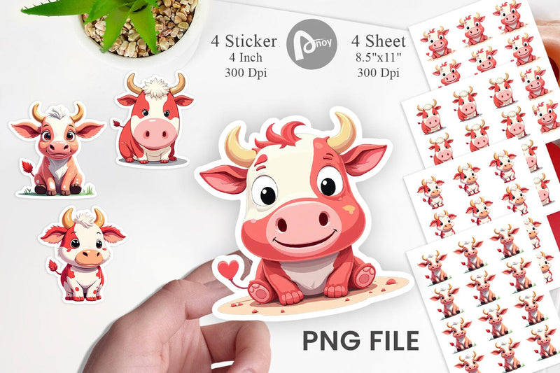 Red White Moo Sticker Sublimation artnoy 