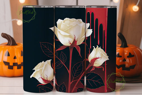 Red & White Roses 20oz Tumbler Wrap Sublimation PixelChick 