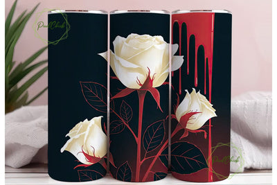 Red & White Roses 20oz Tumbler Wrap Sublimation PixelChick 