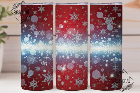 Red White Snowflake Bokeh 20oz Skinny Sublimation sassyprint 