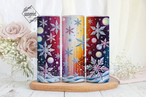 Red White Snowflake Bokeh 20oz Skinny Sublimation sassyprint 