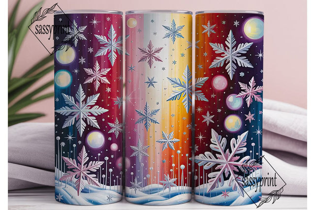 Red White Snowflake Bokeh 20oz Skinny Sublimation sassyprint 