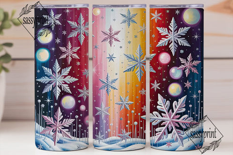 Red White Snowflake Bokeh 20oz Skinny Sublimation sassyprint 