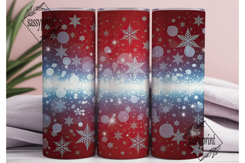 Red White Snowflake Bokeh 20oz Skinny Sublimation sassyprint 