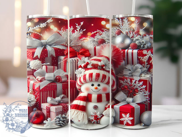 Red & White Snowman Christmas Tumbler, Christmas Snowman Wrap, Festive Holiday Sublimation Design, Cute Snowman Cup, 20Oz Skinny Tumbler Wrap, Jolly Christmas Mug, Winter Wonderland Design Sublimation ToriDesigns 