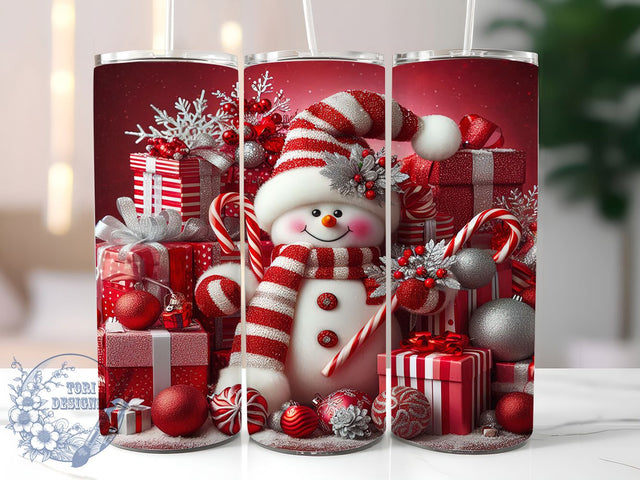 Red & White Snowman Christmas Tumbler, Christmas Snowman Wrap, Festive Holiday Sublimation Design, Cute Snowman Cup, 20Oz Skinny Tumbler Wrap, Jolly Christmas Mug, Winter Wonderland Design Sublimation ToriDesigns 