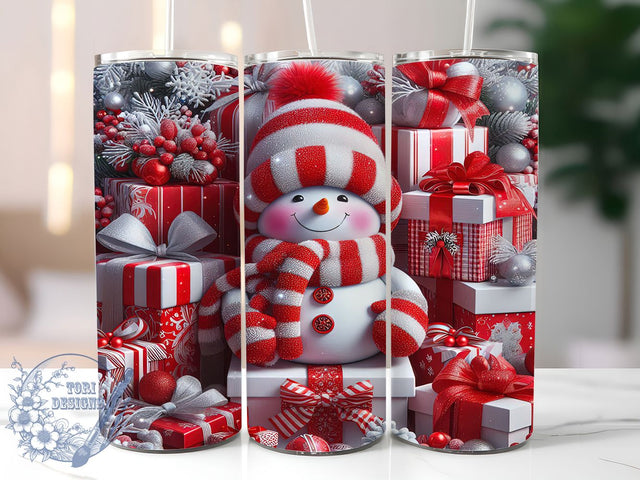 Red & White Snowman Christmas Tumbler, Christmas Snowman Wrap, Festive Holiday Sublimation Design, Cute Snowman Cup, 20Oz Skinny Tumbler Wrap, Jolly Christmas Mug, Winter Wonderland Design Sublimation ToriDesigns 