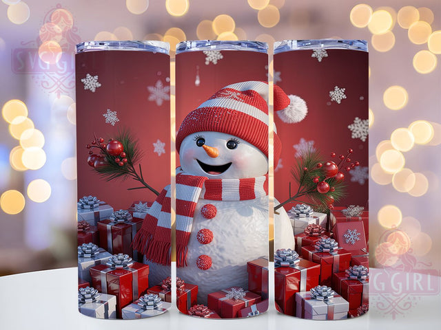 Red White Snowman Christmas Tumbler, Christmas Snowman Wrap, Holiday Sublimation Design, Festive Snowman Cup, 20Oz Skinny Tumbler Wrap, Winter Snowman Mug, Merry Christmas Design Sublimation SvggirlplusArt 