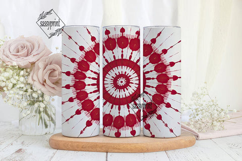 Red White Tie Dye Spiral Tumbler Wrap Sublimation sassyprint 