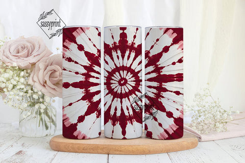 Red White Tie Dye Spiral Tumbler Wrap Sublimation sassyprint 