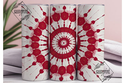 Red White Tie Dye Spiral Tumbler Wrap Sublimation sassyprint 